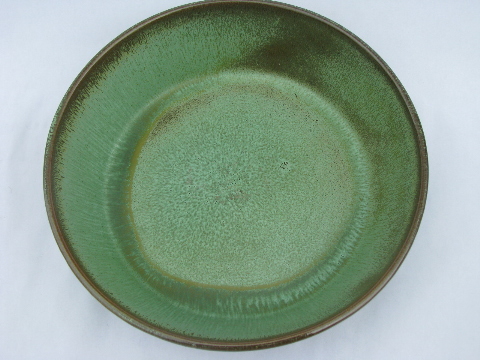 Aztec green & brown, retro vintage Frankoma pottery bowl