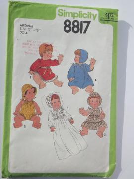 Baby Alive doll clothes sewing pattern, 70s vintage 15 16 inch wardrobe