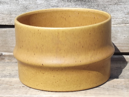 Bamboo planter / large flower pot, vintage Haeger pottery matte gold