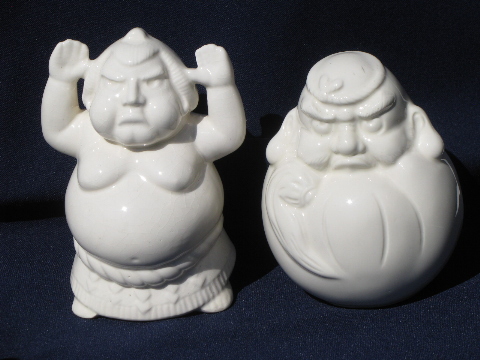 Benihana oriental figures, Buddha and geishas tiki cups candle/plant holders