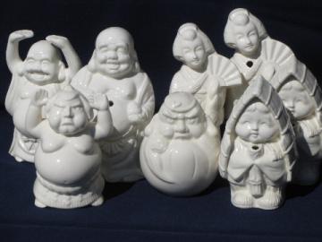 Benihana oriental figures, Buddha and geishas tiki cups candle/plant holders