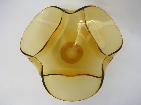 Big amber glass centerpiece bowl, retro 60s vintage Viking Epic art glass