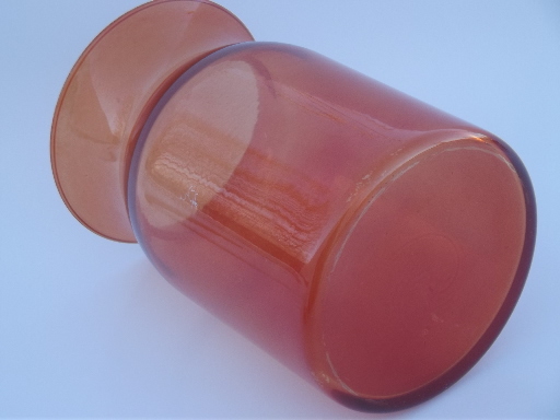 Big glass jar for collection display or vase, rich orange tinted color