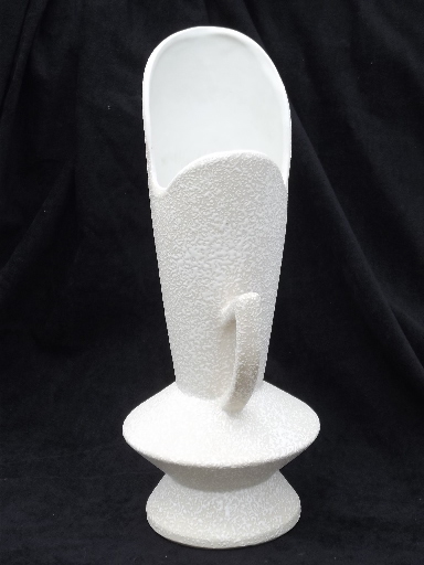 Big mod vintage pottery pitcher vase, tone on tone confetti texture glaze