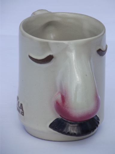 Big nose & mustache mug, coffee cup w/ Entex pharmaceutical advertising