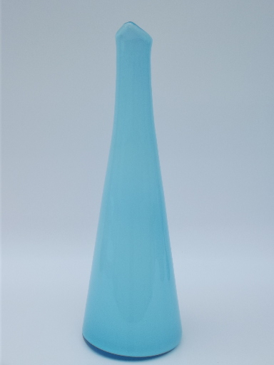 Blue and white cased glass pitcher, Scandinavian modern style art glass