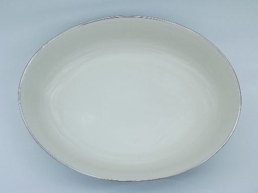 Blue brocade vintage Flintridge china oval serving dish or vegetable bowl