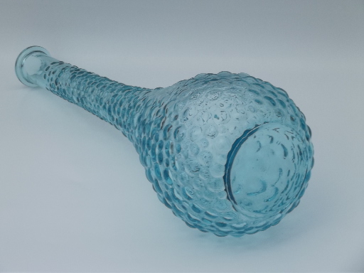 Blue bubbles retro 60s Italian art glass decanter bottle or tall vase