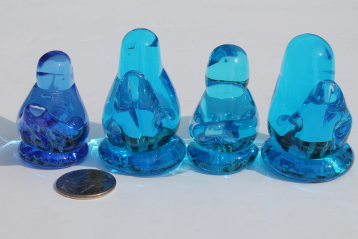 Blue glass bluebirds lot, blue bird of happiness glass birds figurines