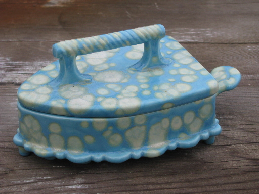 bright drip glaze hand-crafted ceramic box, sad iron and trivet shape