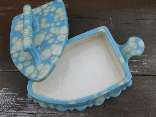 bright drip glaze hand-crafted ceramic box, sad iron and trivet shape