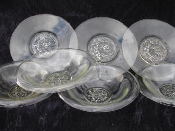 Camellia flower pattern vintage Jeanette glass, salad bowls & sandwich plates