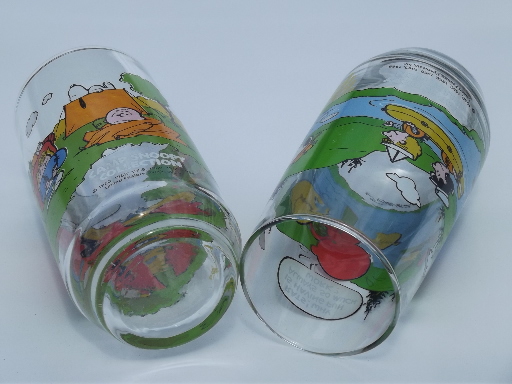 Camp Snoopy glasses, Peanuts collectible drinking glasses 80s vintage