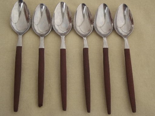 Canoe Muffin Ekco Eterna stainless, danish mod vintage flatware set for 6