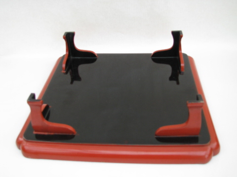 Chinese cinnabar red lacquer ware platform stand tray, 60s retro