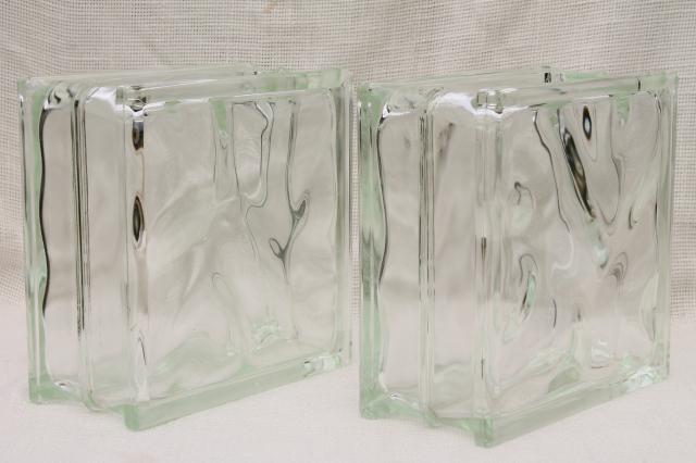 clear glass block window vases or display jars, retro hipster mod minimalist decor