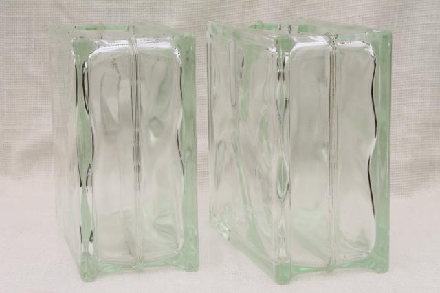 clear glass block window vases or display jars, retro hipster mod minimalist decor