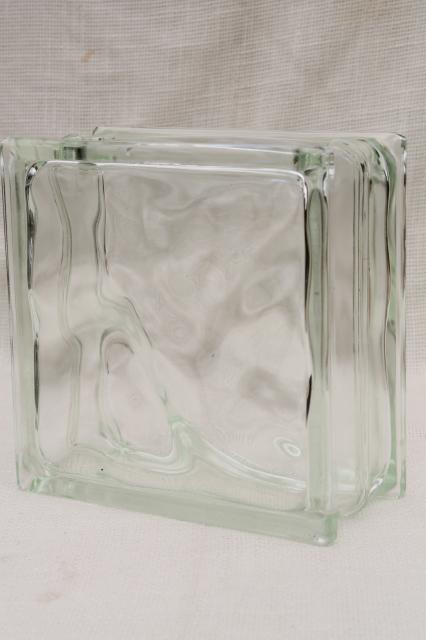 clear glass block window vases or display jars, retro hipster mod minimalist decor