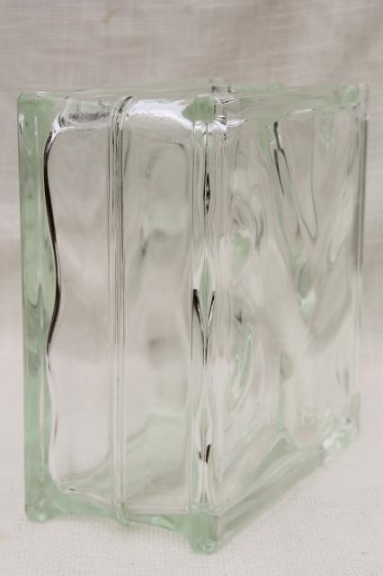 clear glass block window vases or display jars, retro hipster mod minimalist decor