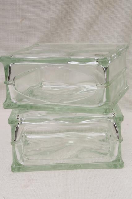 clear glass block window vases or display jars, retro hipster mod minimalist decor