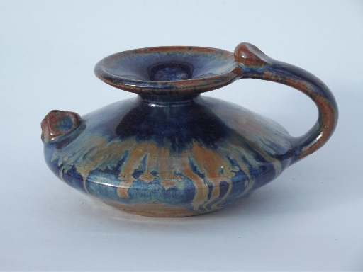 Cobalt blue Canyon art pottery oil jar lamp base