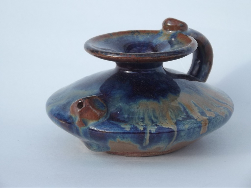 Cobalt blue Canyon art pottery oil jar lamp base