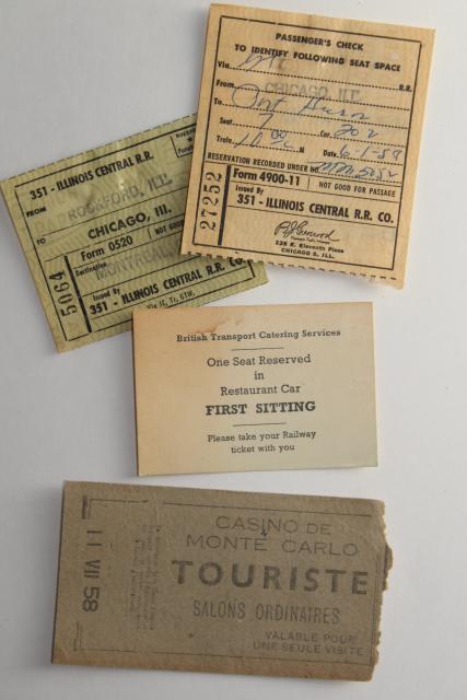collection vintage travel labels tickets ephemera 1950s transatlantic trip to Europe