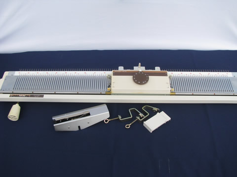 Complete Studio chunky knitting machine w/ ribber frame, punch card attachment set