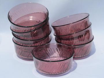 Crisa - Mexico, vintage Mexican glass bowls, amethyst purple