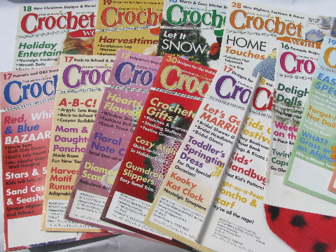 Crochet World magazines, lot vintage back issues, crocheting patterns