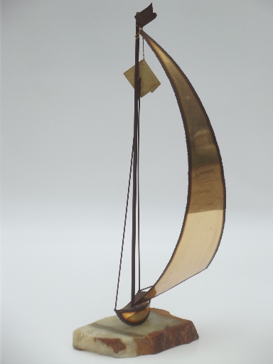 Curtis Jere era signed Jaru vintage metal art sculpture, large sailboat
