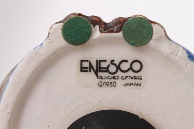 cute retro kitty cat piggy bank, vintage 1980 Enesco Japan ceramic savings bank