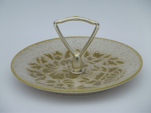 Damask vintage Red Wing pottery lemon server, tiny handled plate