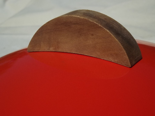 Danish mod vintage dome lid cover for plate or board, retro orange enamel