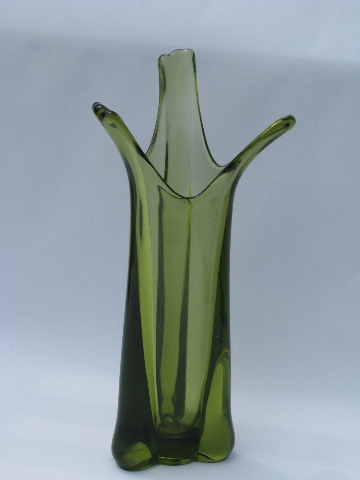 Danish modern vintage Scandinavian art glass crystal vase, tall mod flaring shape