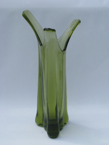 Danish modern vintage Scandinavian art glass crystal vase, tall mod flaring shape