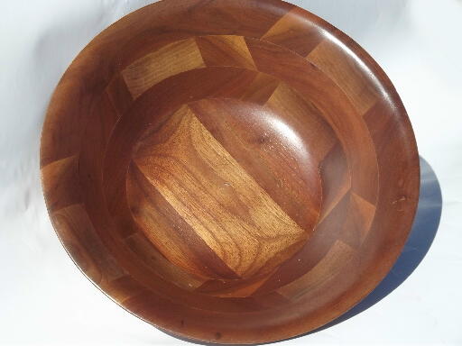 Danish modern vintage Vermillion walnut wood bowl, huge salad / fruit bowl
