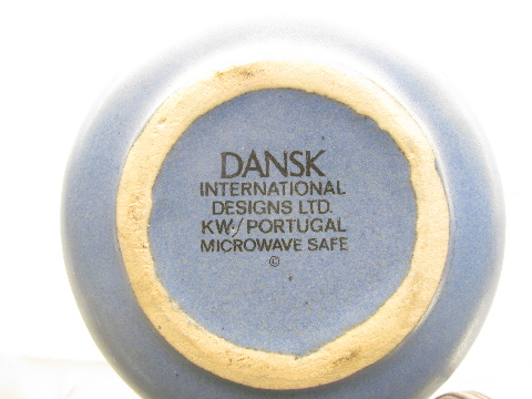 Dansk pottery sky blue Mesa pattern flower bottle vase, retro matte glaze