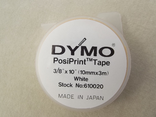 Dymo PosiPrint white tape, new old stock lot industrial paper label tape
