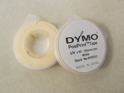 Dymo PosiPrint white tape, new old stock lot industrial paper label tape
