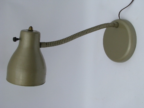 Eames era metal shade gooseneck light desk lamp, vintage 1950s