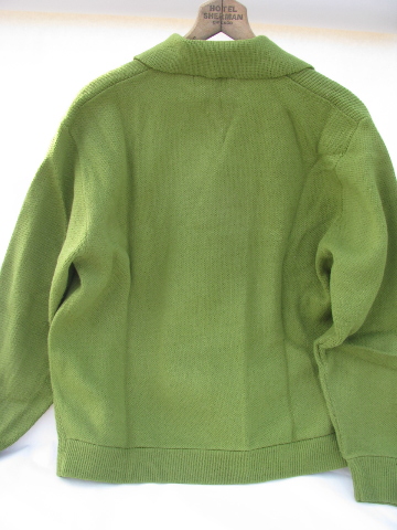 Early 60s vintage men's lime green belted sweater, Campus label