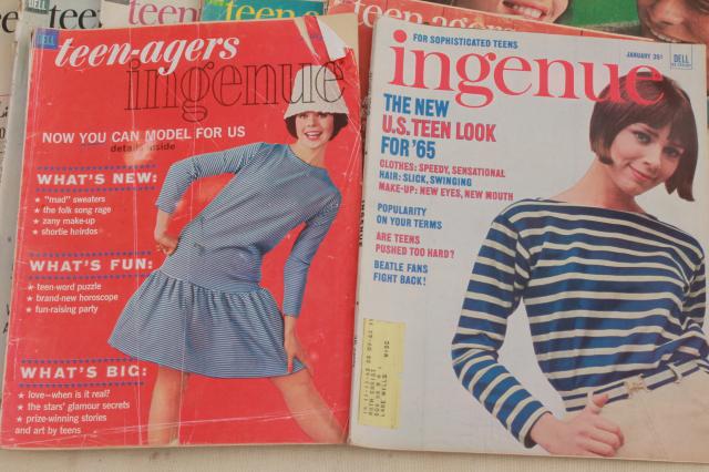early 60s vintage teen age girl fashion magazines, lot back issues Mademoiselle, Ingenue