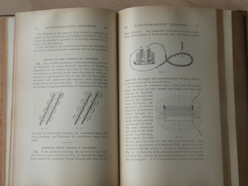 Early industrial technical book electricity & magnetism, steampunk vintage