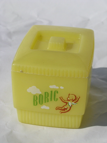 Early plastic vintage Clarolyte containers, baby nursery storage boxes