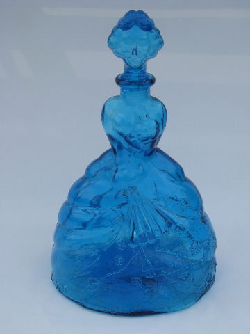 Figural decanter bottle, vintage crinoline lady, sunbonnet belle