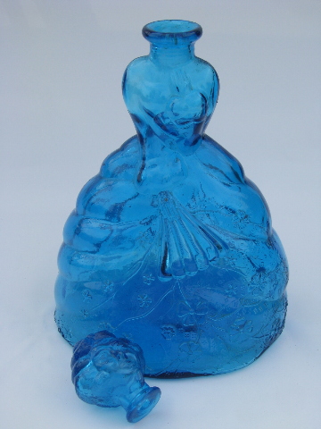 Figural decanter bottle, vintage crinoline lady, sunbonnet belle