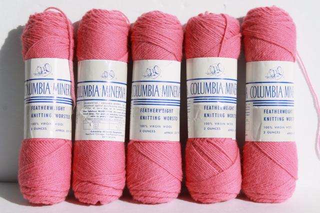 fine wool yarn featherweight knitting worsted vintage Columbia Minerva radiant rose pink