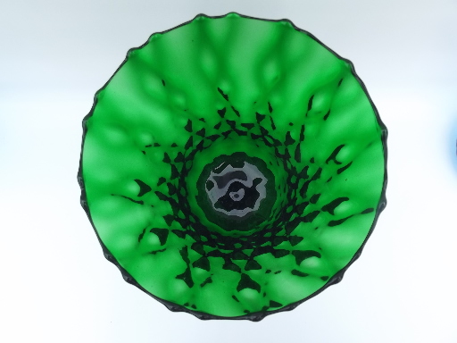 Forest green tall stemmed vase, 50s 60s vintage Italian hand blown glass