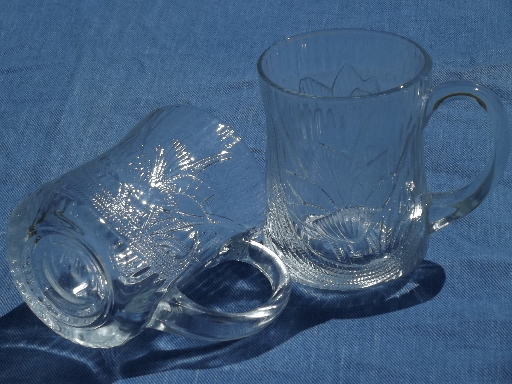 Arcoroc Canterbury Crocus Vintage Clear Glass Cups Mugs Set of 4